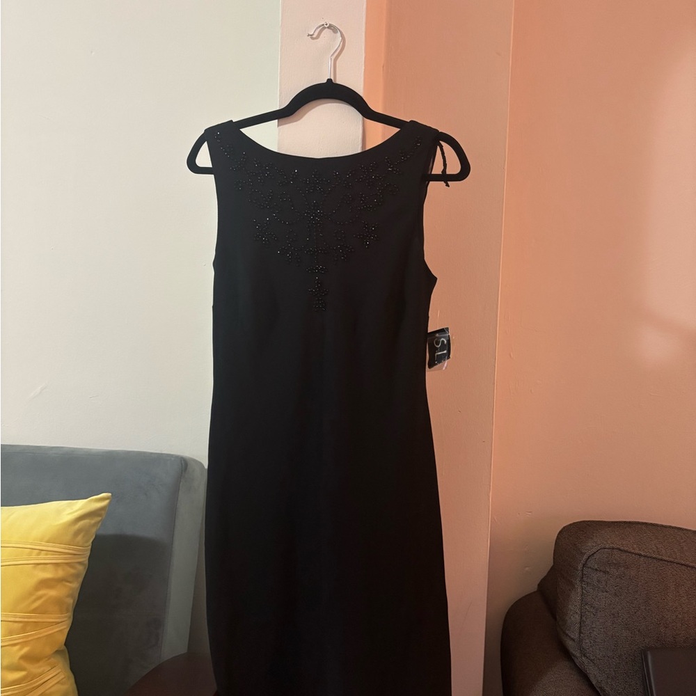 S.L. Fashions Black Embellished Midi Dress